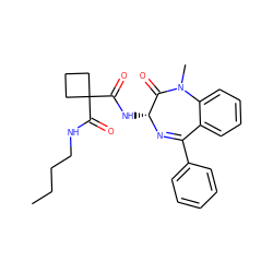 CCCCNC(=O)C1(C(=O)N[C@H]2N=C(c3ccccc3)c3ccccc3N(C)C2=O)CCC1 ZINC000028822910