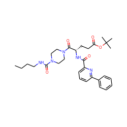 CCCCNC(=O)N1CCN(C(=O)[C@H](CCC(=O)OC(C)(C)C)NC(=O)c2cccc(-c3ccccc3)n2)CC1 ZINC000049766541