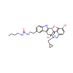 CCCCNC(=O)NCCc1ccc2[nH]c3c(c2c1)C[C@@]1(O)[C@H]2Cc4ccc(O)c5c4[C@@]1(CCN2CC1CC1)[C@H]3O5 ZINC000026954226