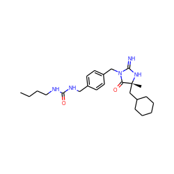 CCCCNC(=O)NCc1ccc(CN2C(=N)N[C@](C)(CC3CCCCC3)C2=O)cc1 ZINC000045258606