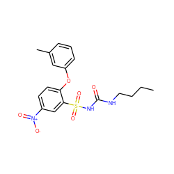 CCCCNC(=O)NS(=O)(=O)c1cc([N+](=O)[O-])ccc1Oc1cccc(C)c1 ZINC000028710456