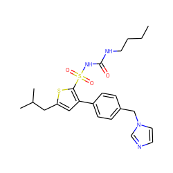 CCCCNC(=O)NS(=O)(=O)c1sc(CC(C)C)cc1-c1ccc(Cn2ccnc2)cc1 ZINC000006467613