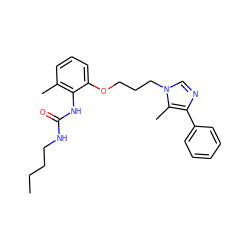 CCCCNC(=O)Nc1c(C)cccc1OCCCn1cnc(-c2ccccc2)c1C ZINC000013827677