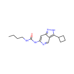 CCCCNC(=O)Nc1cc2n[nH]c(C3CCC3)c2cn1 ZINC000218529615