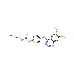 CCCCNC(=O)Nc1ccc(Oc2ncnc3cc(OC)c(OC)cc23)cc1 ZINC000071330047