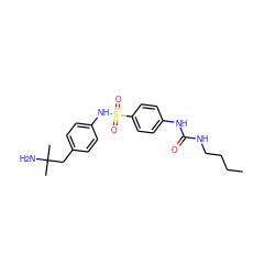 CCCCNC(=O)Nc1ccc(S(=O)(=O)Nc2ccc(CC(C)(C)N)cc2)cc1 ZINC000049013797