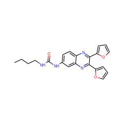 CCCCNC(=O)Nc1ccc2nc(-c3ccco3)c(-c3ccco3)nc2c1 ZINC000066104324