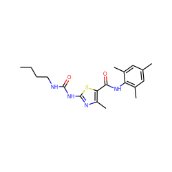 CCCCNC(=O)Nc1nc(C)c(C(=O)Nc2c(C)cc(C)cc2C)s1 ZINC000013587431