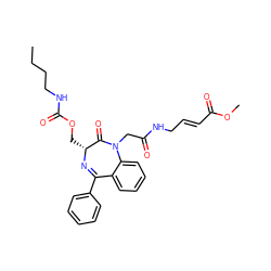 CCCCNC(=O)OC[C@H]1N=C(c2ccccc2)c2ccccc2N(CC(=O)NC/C=C/C(=O)OC)C1=O ZINC000053229212