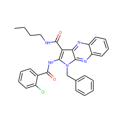 CCCCNC(=O)c1c(NC(=O)c2ccccc2Cl)n(Cc2ccccc2)c2nc3ccccc3nc12 ZINC000002450244