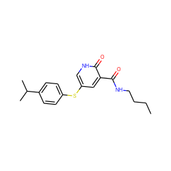 CCCCNC(=O)c1cc(Sc2ccc(C(C)C)cc2)c[nH]c1=O ZINC000095596511