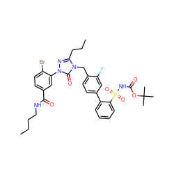 CCCCNC(=O)c1ccc(Br)c(-n2nc(CCC)n(Cc3ccc(-c4ccccc4S(=O)(=O)NC(=O)OC(C)(C)C)cc3F)c2=O)c1 ZINC000095547549