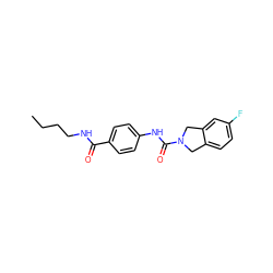 CCCCNC(=O)c1ccc(NC(=O)N2Cc3ccc(F)cc3C2)cc1 ZINC000166901508