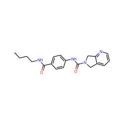 CCCCNC(=O)c1ccc(NC(=O)N2Cc3cccnc3C2)cc1 ZINC000167040128