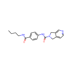 CCCCNC(=O)c1ccc(NC(=O)N2Cc3ccncc3C2)cc1 ZINC000166463632