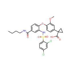 CCCCNC(=O)c1ccc(Oc2ccc(C3(C(=O)O)CC3)cc2OC)c(NS(=O)(=O)c2ccc(Cl)cc2Cl)c1 ZINC000073197647