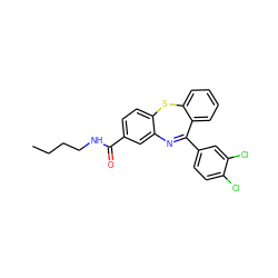 CCCCNC(=O)c1ccc2c(c1)N=C(c1ccc(Cl)c(Cl)c1)c1ccccc1S2 ZINC000040937440