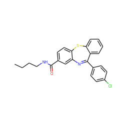 CCCCNC(=O)c1ccc2c(c1)N=C(c1ccc(Cl)cc1)c1ccccc1S2 ZINC000034946197