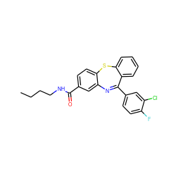 CCCCNC(=O)c1ccc2c(c1)N=C(c1ccc(F)c(Cl)c1)c1ccccc1S2 ZINC000040414308