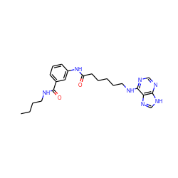 CCCCNC(=O)c1cccc(NC(=O)CCCCCNc2ncnc3[nH]cnc23)c1 ZINC000040933824