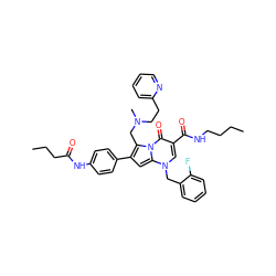 CCCCNC(=O)c1cn(Cc2ccccc2F)c2cc(-c3ccc(NC(=O)CCC)cc3)c(CN(C)CCc3ccccn3)n2c1=O ZINC000027326126