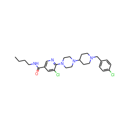 CCCCNC(=O)c1cnc(N2CCN(C3CCN(Cc4ccc(Cl)cc4)CC3)CC2)c(Cl)c1 ZINC000045302798