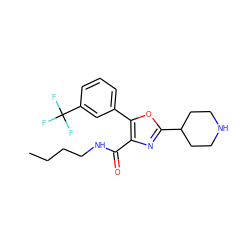 CCCCNC(=O)c1nc(C2CCNCC2)oc1-c1cccc(C(F)(F)F)c1 ZINC000095570777