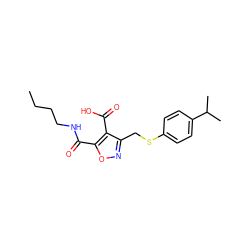 CCCCNC(=O)c1onc(CSc2ccc(C(C)C)cc2)c1C(=O)O ZINC000008691317