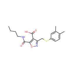 CCCCNC(=O)c1onc(CSc2ccc(C)c(C)c2)c1C(=O)O ZINC000008691318