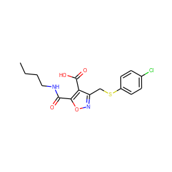 CCCCNC(=O)c1onc(CSc2ccc(Cl)cc2)c1C(=O)O ZINC000008691319