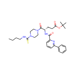 CCCCNC(=S)N1CCN(C(=O)[C@H](CCC(=O)OC(C)(C)C)NC(=O)c2cccc(-c3ccccc3)n2)CC1 ZINC000049766828