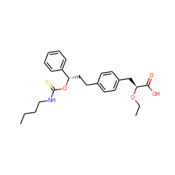 CCCCNC(=S)O[C@@H](CCc1ccc(C[C@H](OCC)C(=O)O)cc1)c1ccccc1 ZINC000028822018