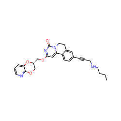 CCCCNCC#Cc1ccc2c(c1)CCn1c-2cc(OC[C@@H]2COc3ncccc3O2)nc1=O ZINC000220160889