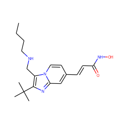 CCCCNCc1c(C(C)(C)C)nc2cc(/C=C/C(=O)NO)ccn12 ZINC000043132300