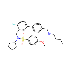 CCCCNCc1ccc(-c2ccc(F)c(CN(C3CCCC3)S(=O)(=O)c3ccc(OC)cc3)c2)cc1 ZINC000066104057