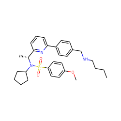 CCCCNCc1ccc(-c2cccc([C@@H](C)N(C3CCCC3)S(=O)(=O)c3ccc(OC)cc3)n2)cc1 ZINC000066104053