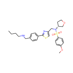 CCCCNCc1ccc(-c2nc(CN([C@@H]3CCOC3)S(=O)(=O)c3ccc(OC)cc3)cs2)cc1 ZINC000066102338