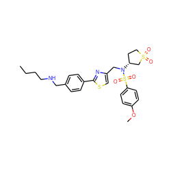 CCCCNCc1ccc(-c2nc(CN([C@@H]3CCS(=O)(=O)C3)S(=O)(=O)c3ccc(OC)cc3)cs2)cc1 ZINC000066100755