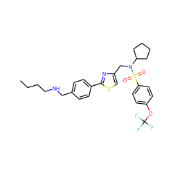 CCCCNCc1ccc(-c2nc(CN(C3CCCC3)S(=O)(=O)c3ccc(OC(F)(F)F)cc3)cs2)cc1 ZINC000066104585