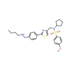 CCCCNCc1ccc(-c2nc(CN(C3CCCC3)S(=O)(=O)c3ccc(OC)cc3)cs2)cc1 ZINC000066165793