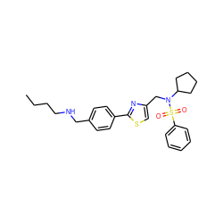 CCCCNCc1ccc(-c2nc(CN(C3CCCC3)S(=O)(=O)c3ccccc3)cs2)cc1 ZINC000066101538