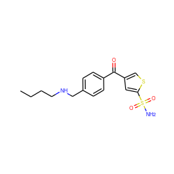 CCCCNCc1ccc(C(=O)c2csc(S(N)(=O)=O)c2)cc1 ZINC000013727851