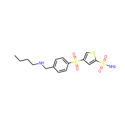 CCCCNCc1ccc(S(=O)(=O)c2csc(S(N)(=O)=O)c2)cc1 ZINC000013727894