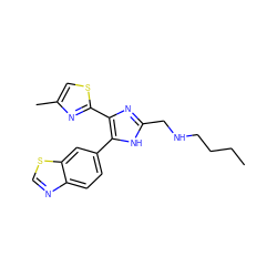 CCCCNCc1nc(-c2nc(C)cs2)c(-c2ccc3ncsc3c2)[nH]1 ZINC000095563473