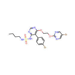 CCCCNS(=O)(=O)Nc1ncnc(OCCOc2ncc(Br)cn2)c1-c1ccc(Br)cc1 ZINC000095554334