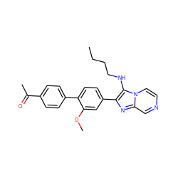 CCCCNc1c(-c2ccc(-c3ccc(C(C)=O)cc3)c(OC)c2)nc2cnccn12 ZINC000036382354