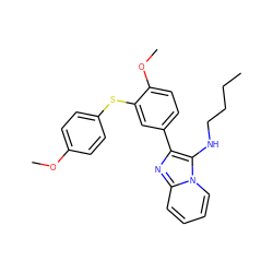 CCCCNc1c(-c2ccc(OC)c(Sc3ccc(OC)cc3)c2)nc2ccccn12 ZINC000036382353