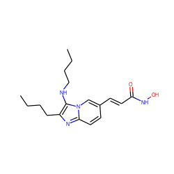 CCCCNc1c(CCCC)nc2ccc(/C=C/C(=O)NO)cn12 ZINC000136784057