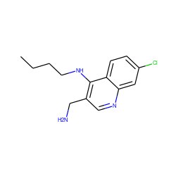 CCCCNc1c(CN)cnc2cc(Cl)ccc12 ZINC000001683338