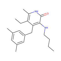 CCCCNc1c(Cc2cc(C)cc(C)c2)c(CC)c(C)[nH]c1=O ZINC000005883048